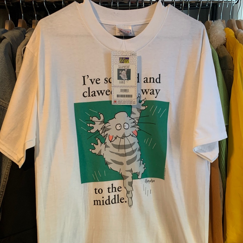 Vintage Funny Cat Art Top T-Shirt NWT